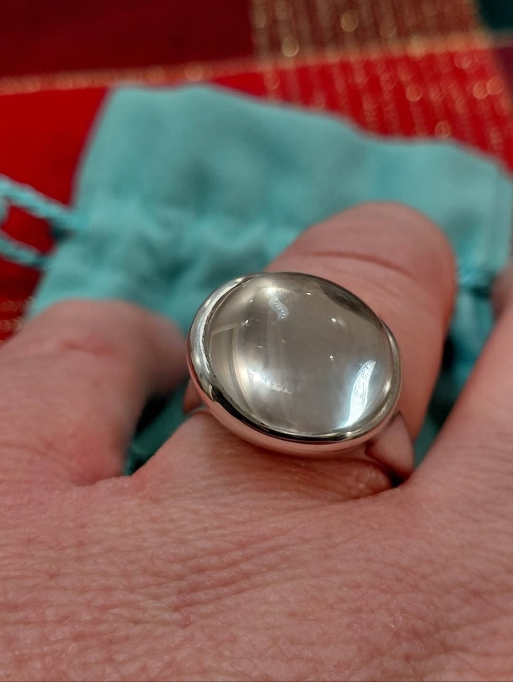 Tiffany Silver Rock Crystal Cabochon Ring
